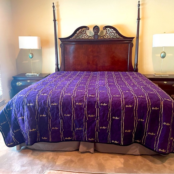 NEW CROWN ROYAL WHISKEY HANDMADE KINGSIZE QUILT 100” x 102” - Picture 1 of 8